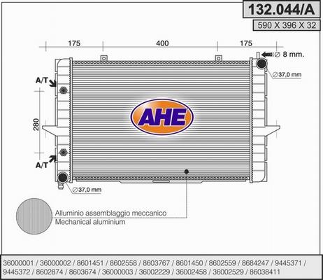 AHE 132.044/A - Radiators, Motora dzesēšanas sistēma autodraugiem.lv