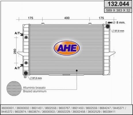 AHE 132.044 - Radiators, Motora dzesēšanas sistēma autodraugiem.lv