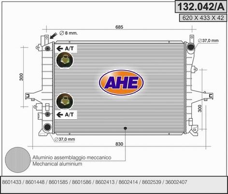 AHE 132.042/A - Radiators, Motora dzesēšanas sistēma autodraugiem.lv
