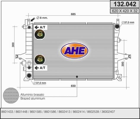 AHE 132.042 - Radiators, Motora dzesēšanas sistēma autodraugiem.lv