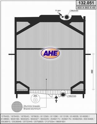 AHE 132.051 - Radiators, Motora dzesēšanas sistēma autodraugiem.lv