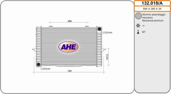AHE 132.018/A - Radiators, Motora dzesēšanas sistēma autodraugiem.lv