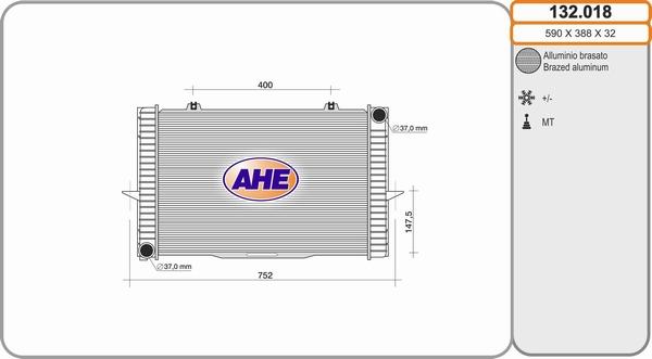 AHE 132.018 - Radiators, Motora dzesēšanas sistēma autodraugiem.lv