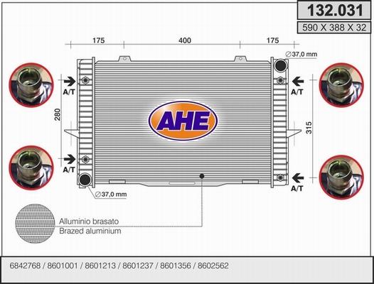 AHE 132.031 - Radiators, Motora dzesēšanas sistēma autodraugiem.lv