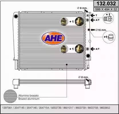 AHE 132.032 - Radiators, Motora dzesēšanas sistēma autodraugiem.lv