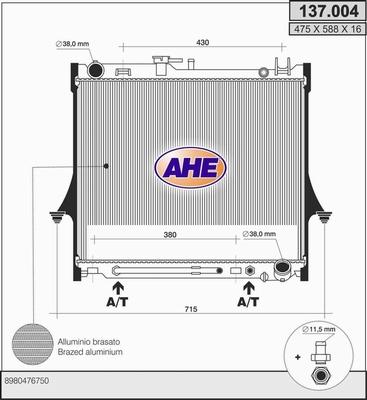 AHE 137.004 - Radiators, Motora dzesēšanas sistēma autodraugiem.lv