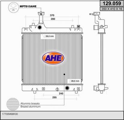 AHE 129.059 - Radiators, Motora dzesēšanas sistēma autodraugiem.lv