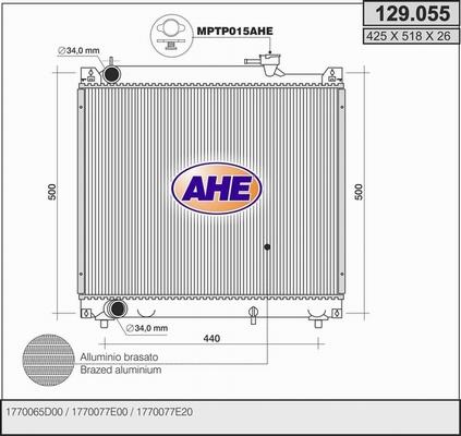 AHE 129.055 - Radiators, Motora dzesēšanas sistēma autodraugiem.lv