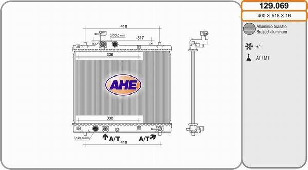 AHE 129.069 - Radiators, Motora dzesēšanas sistēma autodraugiem.lv