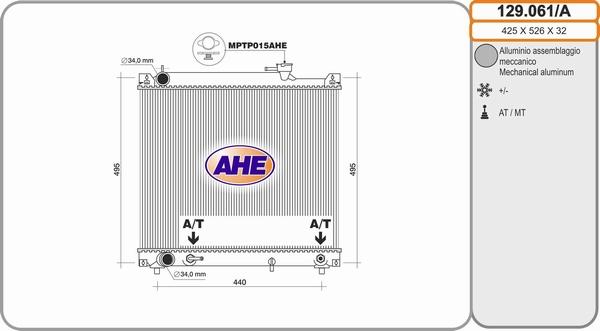 AHE 129.061/A - Radiators, Motora dzesēšanas sistēma autodraugiem.lv