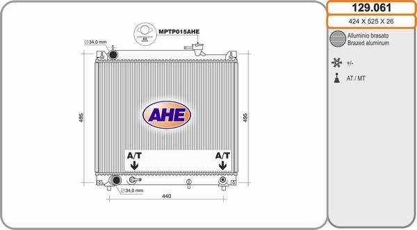 AHE 129.061 - Radiators, Motora dzesēšanas sistēma autodraugiem.lv