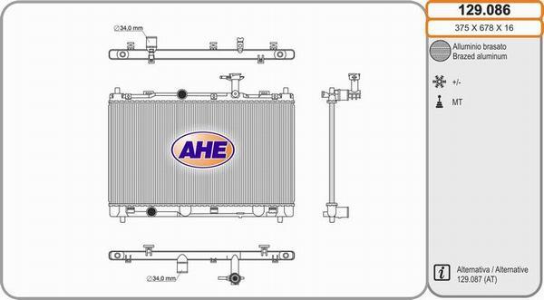 AHE 129.086 - Radiators, Motora dzesēšanas sistēma autodraugiem.lv