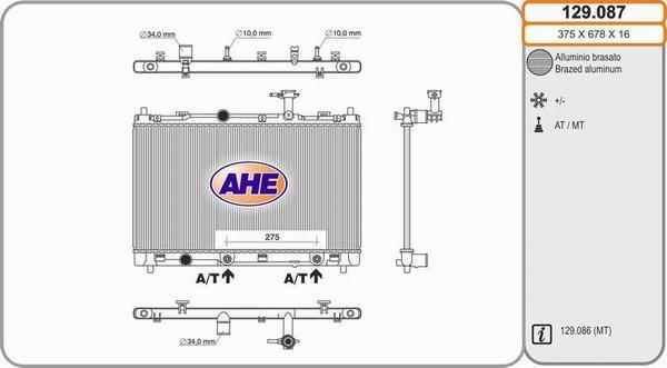 AHE 129.087 - Radiators, Motora dzesēšanas sistēma autodraugiem.lv