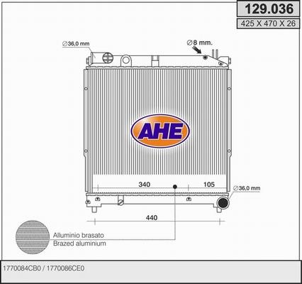 AHE 129.036 - Radiators, Motora dzesēšanas sistēma autodraugiem.lv