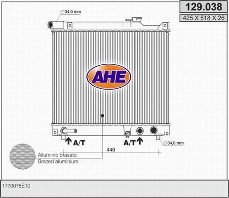 AHE 129.038 - Radiators, Motora dzesēšanas sistēma autodraugiem.lv