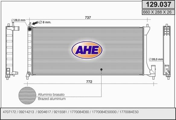 AHE 129.037 - Radiators, Motora dzesēšanas sistēma autodraugiem.lv