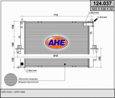 AHE 124.037 - Radiators, Motora dzesēšanas sistēma autodraugiem.lv