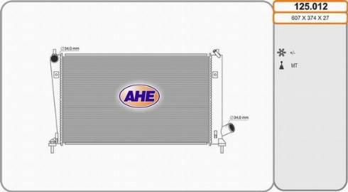 AHE 125.012 - Radiators, Motora dzesēšanas sistēma autodraugiem.lv