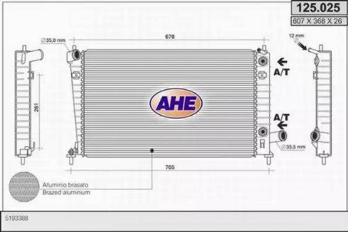 AHE 125.025 - Radiators, Motora dzesēšanas sistēma autodraugiem.lv