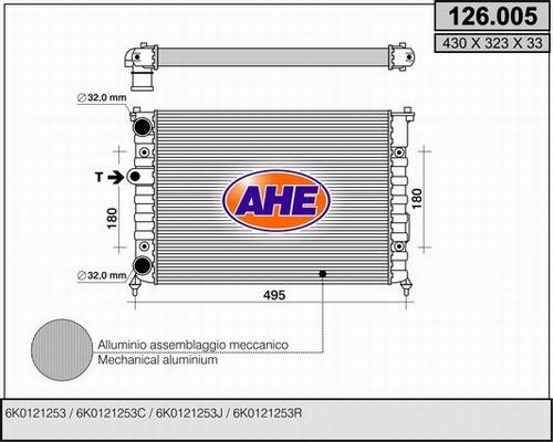 AHE 126.005 - Radiators, Motora dzesēšanas sistēma autodraugiem.lv