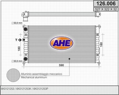 AHE 126.006 - Radiators, Motora dzesēšanas sistēma autodraugiem.lv