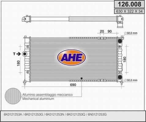 AHE 126.008 - Radiators, Motora dzesēšanas sistēma autodraugiem.lv