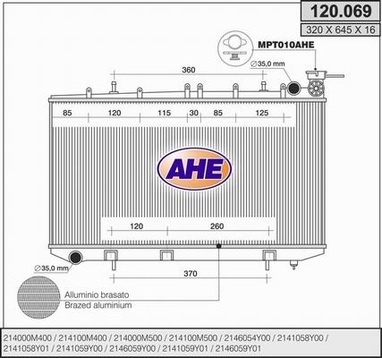 AHE 120.069 - Radiators, Motora dzesēšanas sistēma autodraugiem.lv