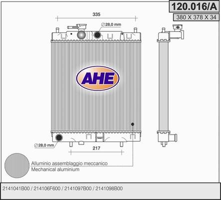 AHE 120.016/A - Radiators, Motora dzesēšanas sistēma autodraugiem.lv