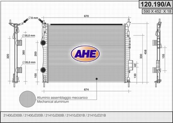 AHE 120.190/A - Radiators, Motora dzesēšanas sistēma autodraugiem.lv