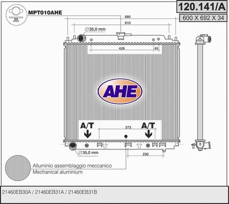 AHE 120.141/A - Radiators, Motora dzesēšanas sistēma autodraugiem.lv