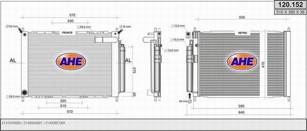 AHE 120.152 - Radiators, Motora dzesēšanas sistēma autodraugiem.lv
