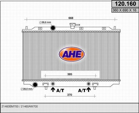 AHE 120.160 - Radiators, Motora dzesēšanas sistēma autodraugiem.lv