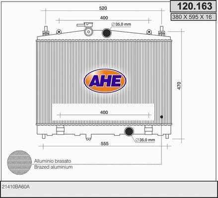 AHE 120.163 - Radiators, Motora dzesēšanas sistēma autodraugiem.lv