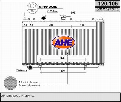 AHE 120.105 - Radiators, Motora dzesēšanas sistēma autodraugiem.lv