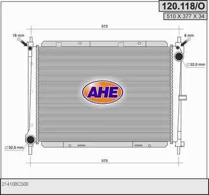 AHE 120.118/O - Radiators, Motora dzesēšanas sistēma autodraugiem.lv