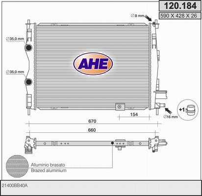 AHE 120.184 - Radiators, Motora dzesēšanas sistēma autodraugiem.lv