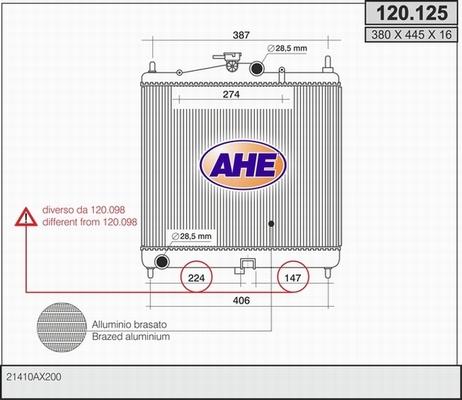 AHE 120.125 - Radiators, Motora dzesēšanas sistēma autodraugiem.lv