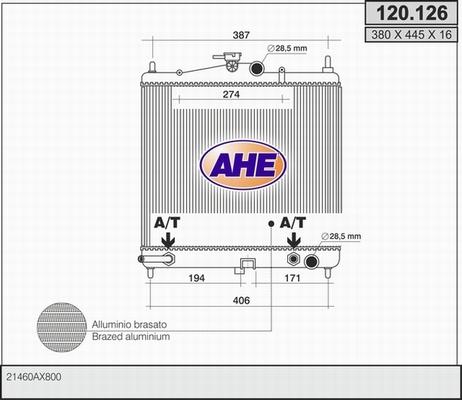 AHE 120.126 - Radiators, Motora dzesēšanas sistēma autodraugiem.lv