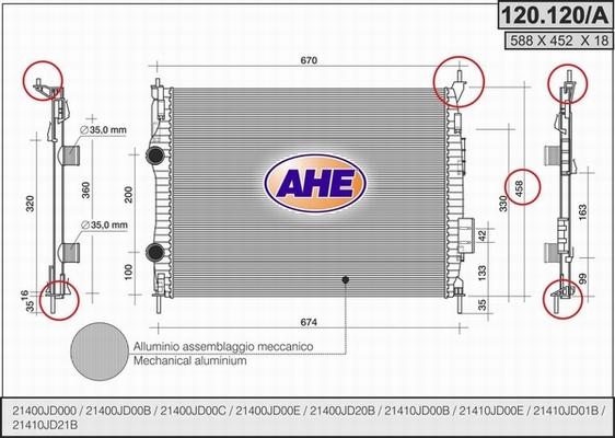 AHE 120.120/A - Radiators, Motora dzesēšanas sistēma autodraugiem.lv