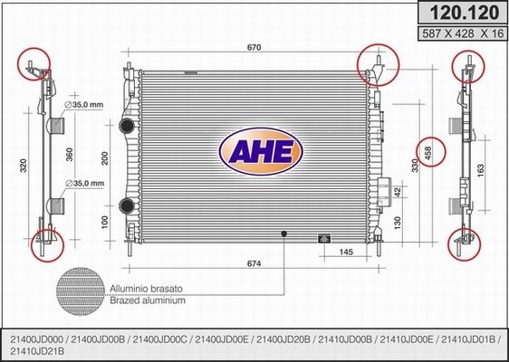 AHE 120.120 - Radiators, Motora dzesēšanas sistēma autodraugiem.lv