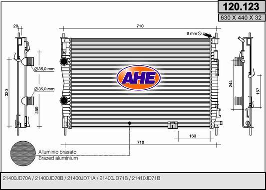 AHE 120.123 - Radiators, Motora dzesēšanas sistēma autodraugiem.lv