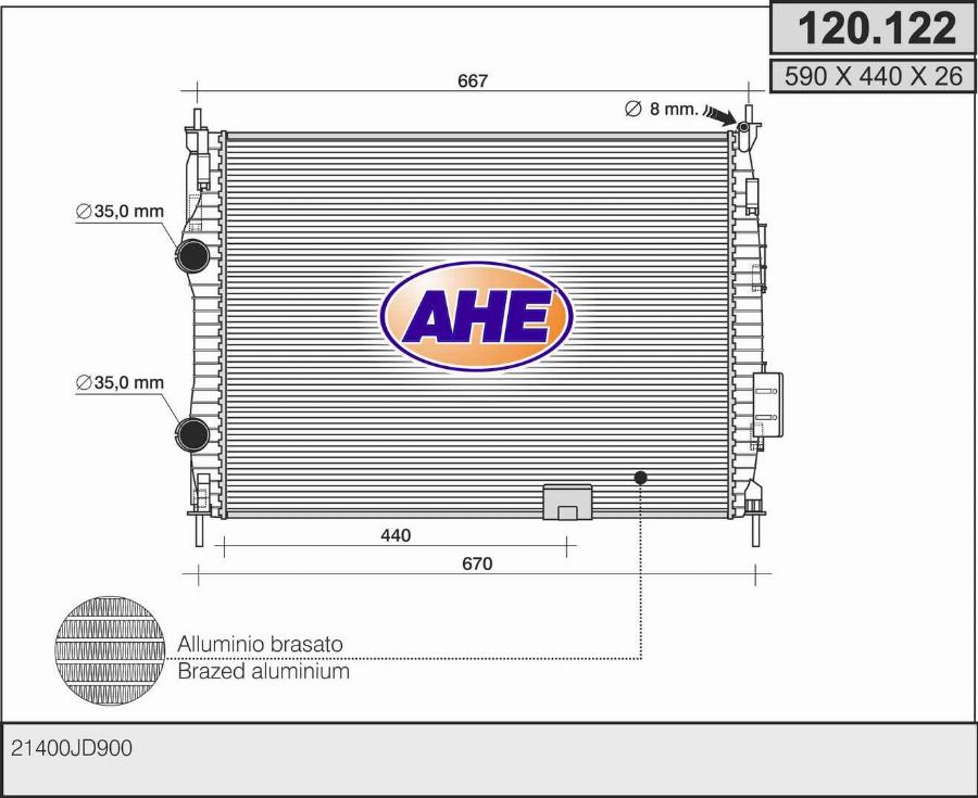 AHE 120.122 - Radiators, Motora dzesēšanas sistēma autodraugiem.lv