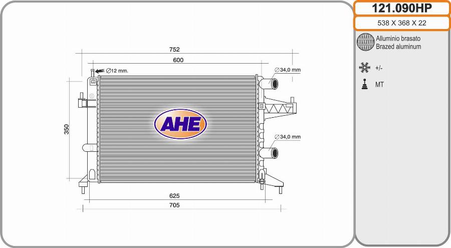 AHE 121.090HP - Radiators, Motora dzesēšanas sistēma autodraugiem.lv