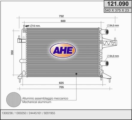 AHE 121.090 - Radiators, Motora dzesēšanas sistēma autodraugiem.lv