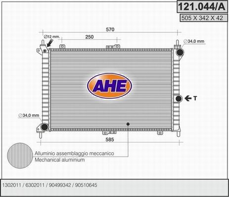 AHE 121.044/A - Radiators, Motora dzesēšanas sistēma autodraugiem.lv