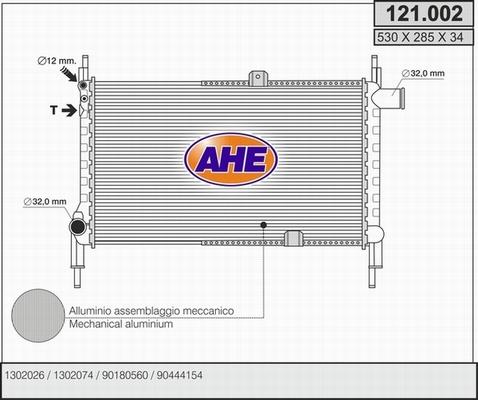 AHE 121.002 - Radiators, Motora dzesēšanas sistēma autodraugiem.lv