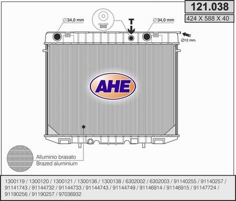 AHE 121.038 - Radiators, Motora dzesēšanas sistēma autodraugiem.lv