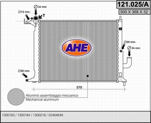 AHE 121.025/A - Radiators, Motora dzesēšanas sistēma autodraugiem.lv