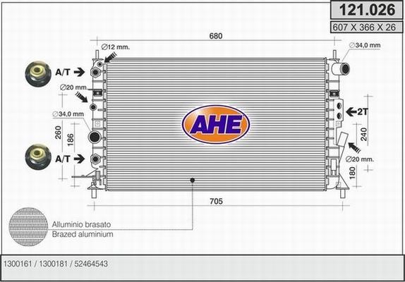 AHE 121.026 - Radiators, Motora dzesēšanas sistēma autodraugiem.lv