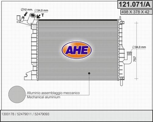 AHE 121.071/A - Radiators, Motora dzesēšanas sistēma autodraugiem.lv